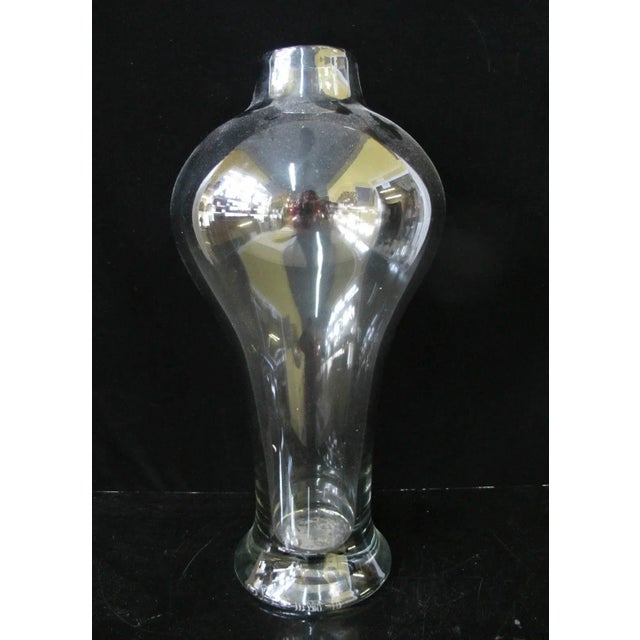 Modern Handcrafted Large Clear Modern Art Glass Tall Vase Signed Zebra Man For Sale - Image 3 of 6