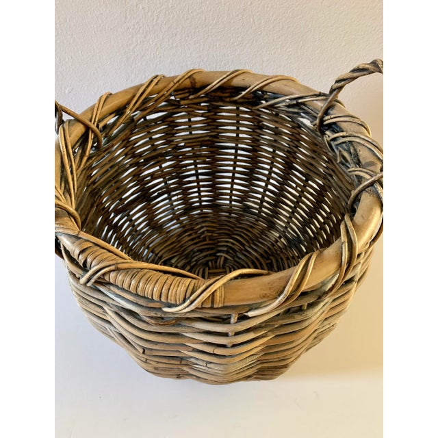 Vintage Large Woven Harvest Basket For Sale - Image 4 of 11