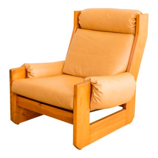 Maison Regain | Leather + Elm Lounge Chair For Sale