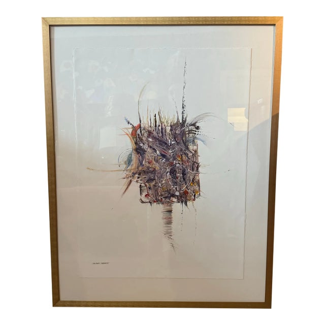 Mixed Media Abstract Painting Titled “Bearded Totem” by Jan Agate Abbarno For Sale