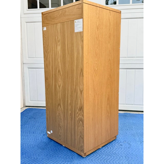 Contemporary Modern Tall Oak Dresser With Lift-Up Mirror For Sale - Image 9 of 12