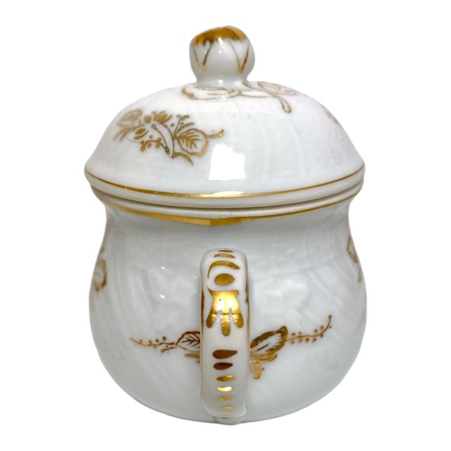Italian Mid 20th Century Richard Ginori Porcelain Pot De Creme & Tray Set Italian Dessert Cups Gold - Set of 7 For Sale - Image 3 of 14