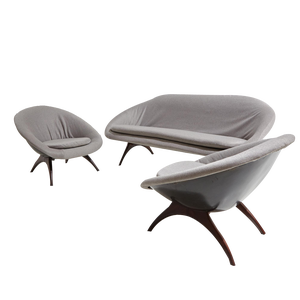 Angelina Sofa and Lounge Chairs by Walter S. Chenery for Lurashell, 1960s, Set of 3