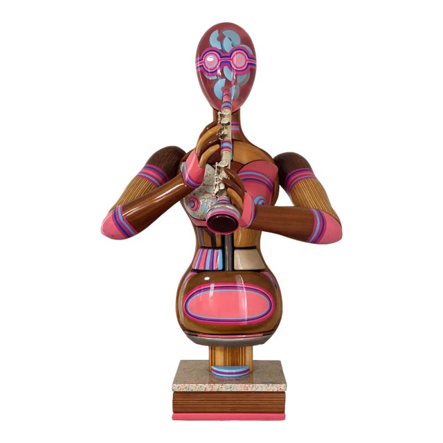 Ms. Bubble by Daniel Meyer Wood and Acrylic Woman Sculpture For Sale