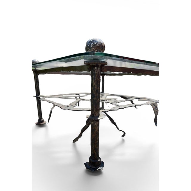 1990s Sculptural Metal and Glass Coffee Table by René Broissand Welded, France, 1998 For Sale - Image 5 of 12