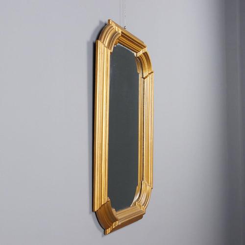 Wood Mirror with Golden Wooden Frame For Sale - Image 7 of 10