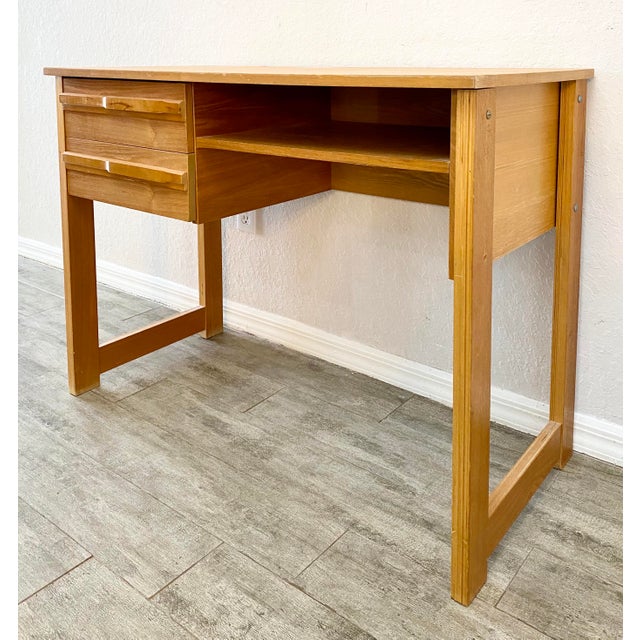 1960’s Mid Century Modern Polish Natural Ash Wood Writing Desk & Chair