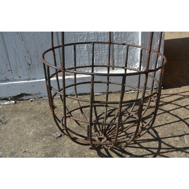 1970s Vintage Black Iron / Metal Balloon Hanging Basket Planter For Sale - Image 5 of 13