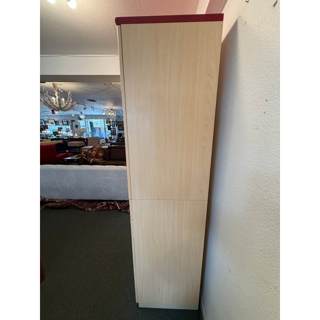 Late 20th Century Maple Wood With Red Accents Dressing Armoire For Sale - Image 5 of 12