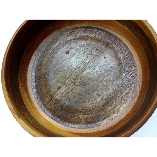 Primitive Artisan Hand Turned Dough Wood Bowl For Sale - Image 9 of 9