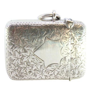 Silver Matchbox with Engraved Plant Motifs and Monogram Card For Sale