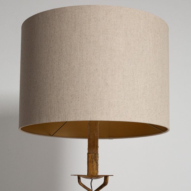 1940-1949 France Antique Brass Tripod Brass Floor Lamp For Sale - Image 10 of 11