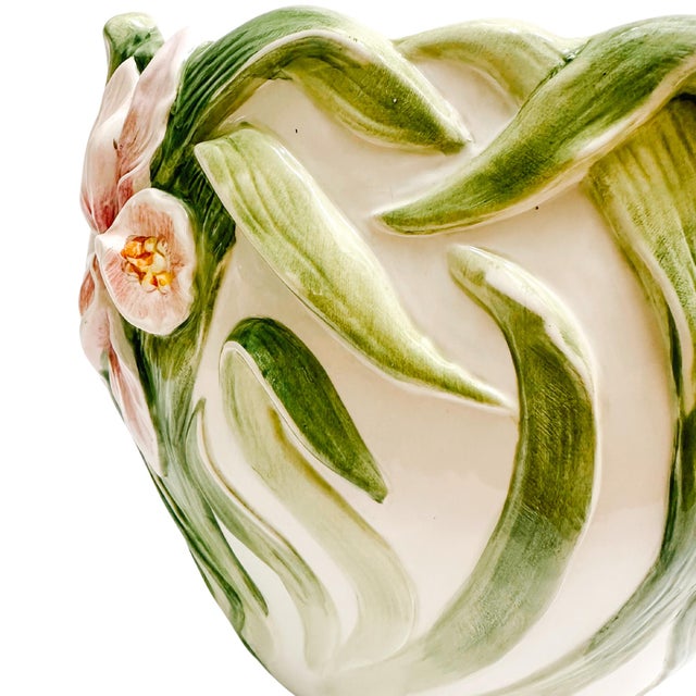 Pink Vintage Italian Pink Iris Planter Cachepot For Sale - Image 8 of 12