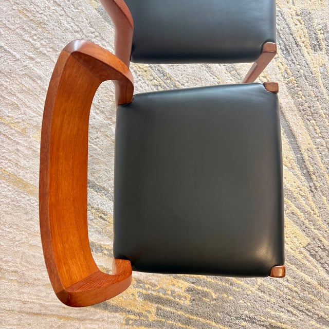 1960s Niels Møller Model 71 Teak Dining Chairs – Newly Reupholstered Black Leather (Pair) For Sale - Image 9 of 11