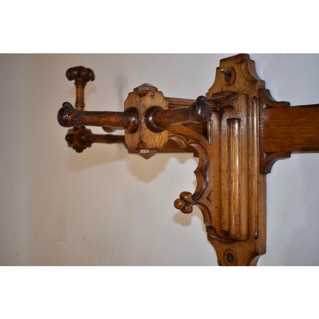 19th Century English Oak Coat and Hat Rack For Sale In Greensboro - Image 6 of 11