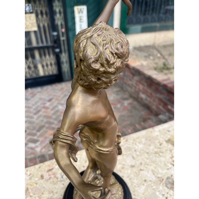 Late 20th Century Large Cherub Putti Bronze Candlestick by Decorative Crafts Inc Hand Crafted Imports For Sale - Image 11 of 12