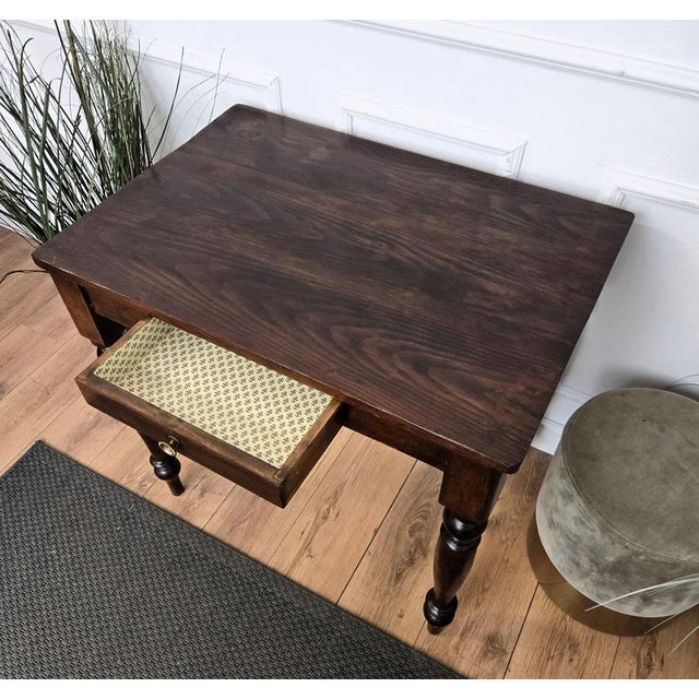 Wood Italian Antique Walnut Rustic Table Desk Writing Table, 1890s For Sale - Image 7 of 10