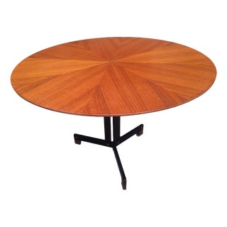 Dining Table in Iron with Brass Finishes and Segmented Wooden Top by Ignazio Gardella for Azucena, 1950s For Sale