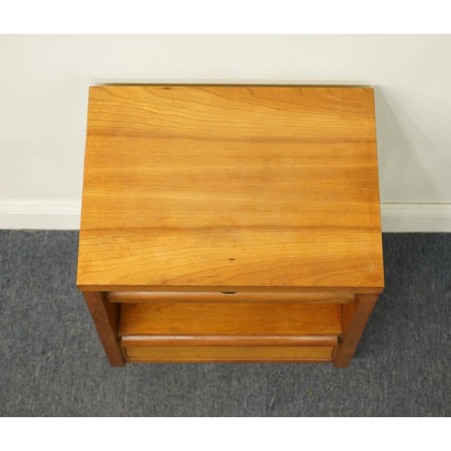 Brown Cavalier Furniture Solid Hard Rock Maple Mid Century Modern 20" Open Cabinet Nightstand For Sale - Image 8 of 13
