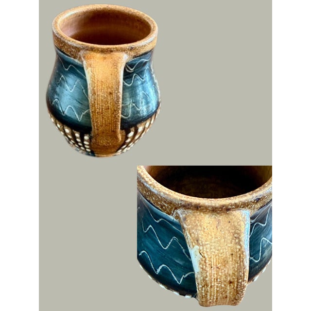 Ceramic Late 20th Century Lovejoy Pottery Nc Studio Mug-Signed-Handmade-Rustic Wabi Sabi Ceramic-Artisan For Sale - Image 7 of 9