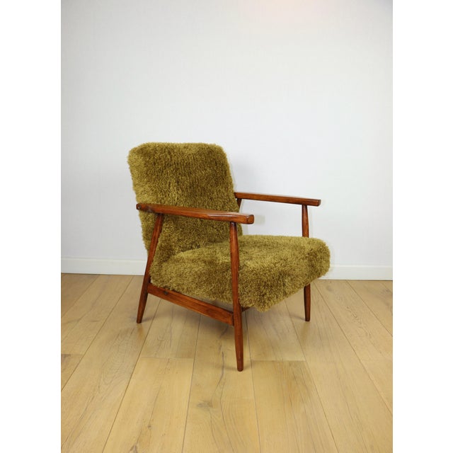 Vintage Olive Lounge Chair in Red Fox with High Pile Camel Fabric, 1970s For Sale - Image 13 of 13