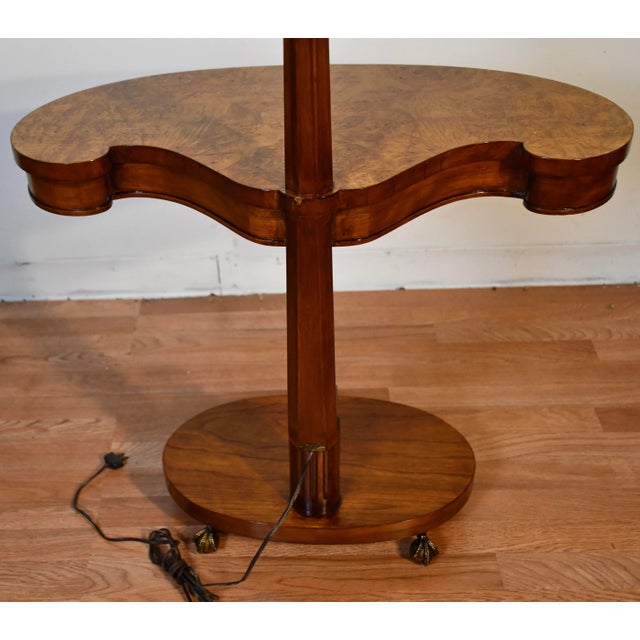 1930 Art Deco Birdseye Maple Lamp and Side Table Combination / Floor Lamp For Sale - Image 12 of 13