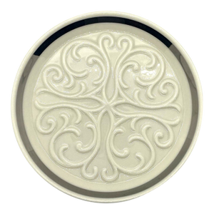 Late 20th Century Lenox Seville Collection Platinum Trim Ivory Wine Bottle Coaster/Ash Tray 6.25"