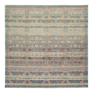 Modern Khotan Style Hand-Knotted Wool Area Rug Teal, Rust & Ochre Vintage Motif