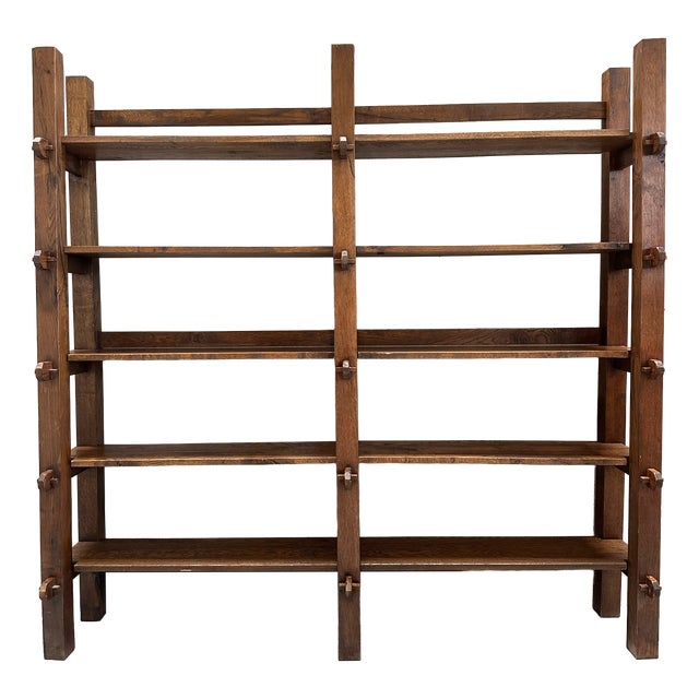 Vintage Brutalist Wabi-Sabi Wall Cabinet in Oak For Sale