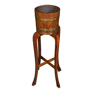 1910's Antique Coopered Barrel Jardiniere Stand