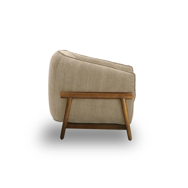 Boho Chic Piedmont Upcycled Chenille Taupe Accent Chair For Sale - Image 3 of 7