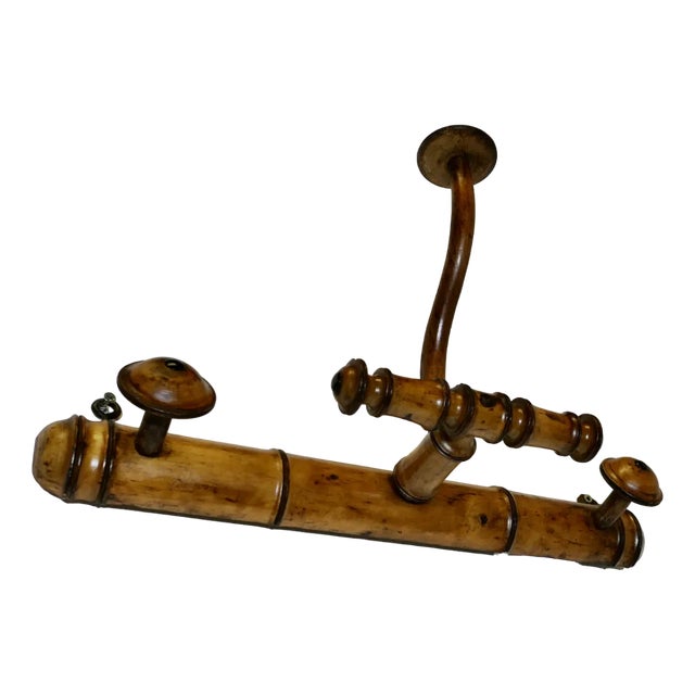 French Simulated Bamboo Hat and Coat Wall Rack For Sale