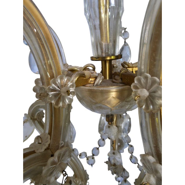 Metal Gilded Murano Glass Chandelier in the style of Ca Rezzonico, 1960s For Sale - Image 7 of 10