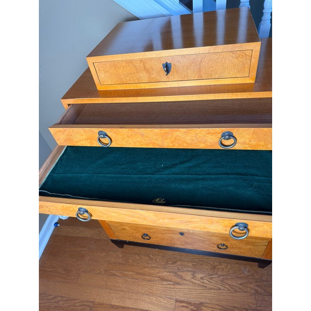 Brown 1980s Baker Furniture Biedermeier Style Burl Wood Chest of Drawers For Sale - Image 8 of 11