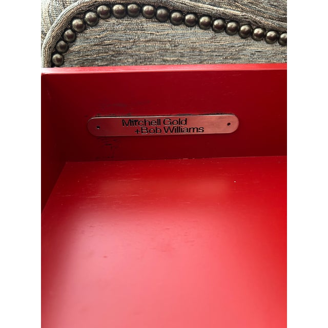 Wood Mitchell Gold + Bob Williams Allure Mid-Century Walnut and Brass Side Table For Sale - Image 7 of 7