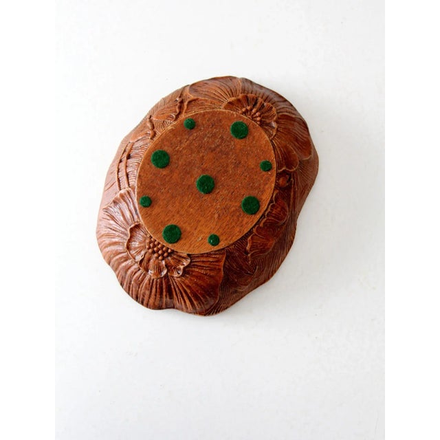 Mid 20th Century Vintage Syroco Style Floral Cast Wood Bowl For Sale - Image 5 of 6