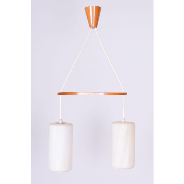 Mid-Century Chandelier in Beech and Glass from Dřevo Humpolec, Czech, 1950s For Sale - Image 11 of 11
