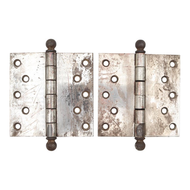 Pair of Vintage 5 X 5 In. Sargent Steel Butt Door Hinges For Sale