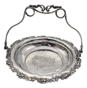 Ornate Quadruple Plate Silver Wedding Basket by New Amsterdam Silver Co. – Victorian Footed Centerpiece