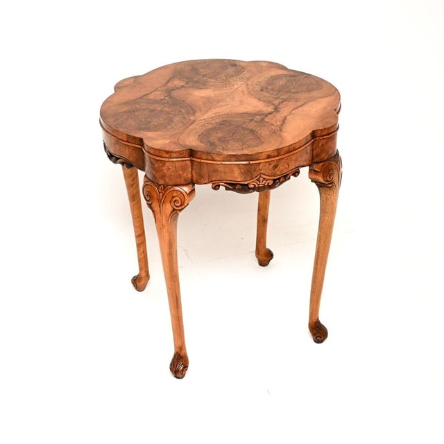 Brown Antique Burr Walnut Occasional Side Table, 1900 For Sale - Image 8 of 8