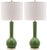 Green 30.5 Inch H Long Neck Ceramic Table Lamp in Green - a Pair For Sale - Image 8 of 8