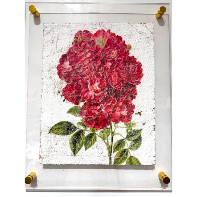 Red Red Crested Flower - Hand Textured Red Flower For Sale - Image 8 of 9