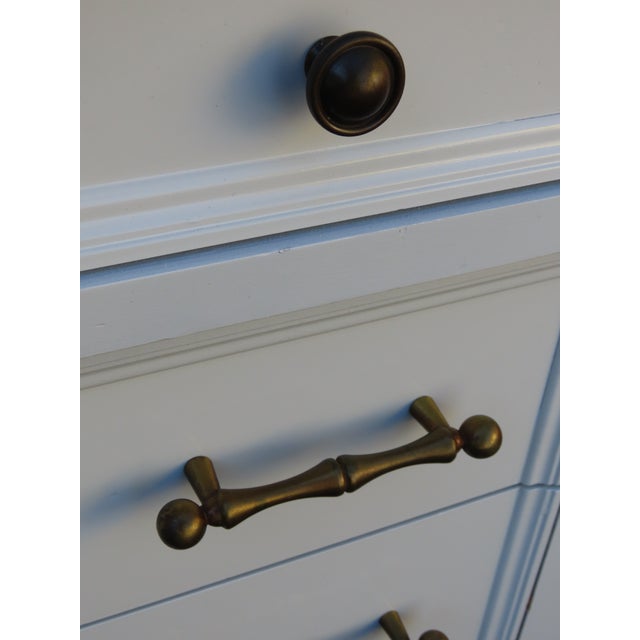 Late 20th Century Hollywood Regency Faux Bamboo Handles Painted Long Sideboard Dresser 6351 For Sale - Image 5 of 14