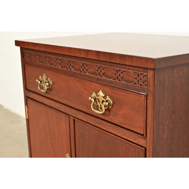 Baker Furniture Chippendale Carved Mahogany Nightstands, Newly Refinished For Sale - Image 10 of 15