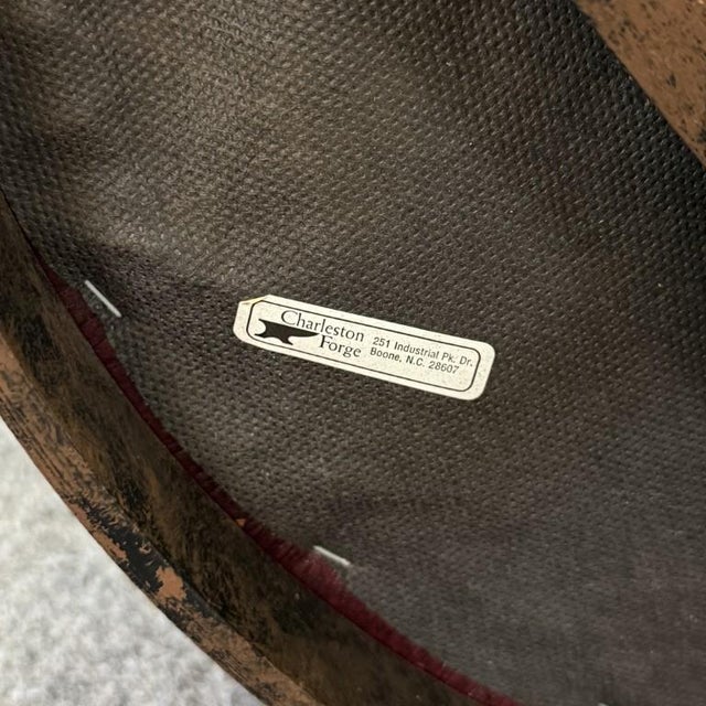 Charleston Forge Leather and Iron Stool For Sale - Image 12 of 12