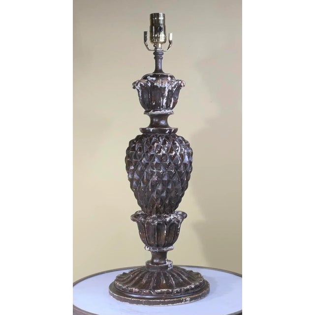 Antique Italian Single Hand Carved Table Lamp For Sale - Image 10 of 11