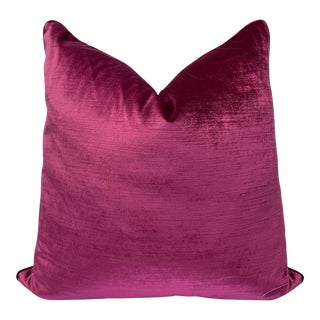 Shimmering Velvet 22" Throw Pillow, Pink For Sale