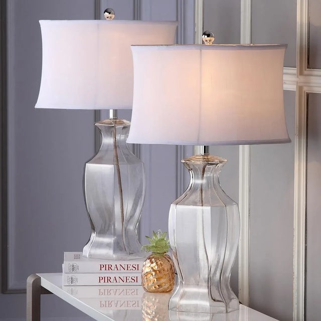 Modern Glass Table Lamp in Clear - a Pair For Sale - Image 3 of 7