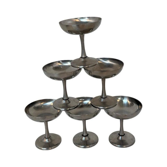 Silver Stainless Steel Martini Glasses from Spring Switzerland, Set of 6 For Sale - Image 8 of 8