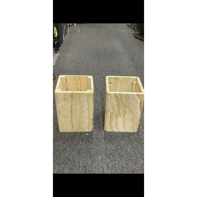 Italian End or Side Tables in Travertine - a Pair For Sale - Image 12 of 12